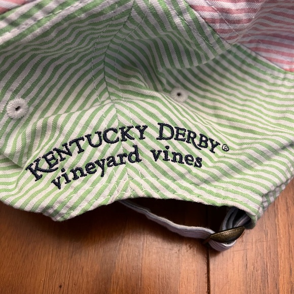 Vineyard Vines Kentucky Derby Green and Pink Striped Hat - Picture 3 of 5